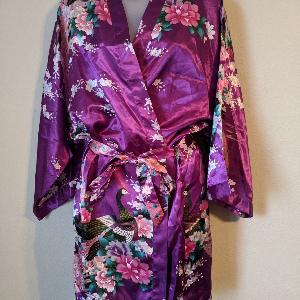 2/$20 Silk peacock robe